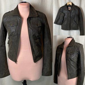 Genuine Brown Leather Jacket - Levi's Brand - Women's Size Small - Super Cute!